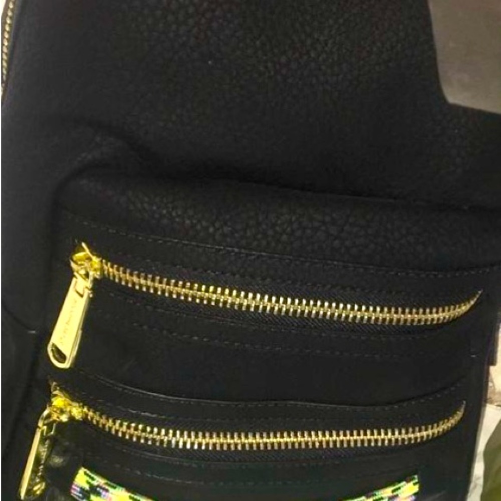 Steve Madden Black Backpack with Gold Accents